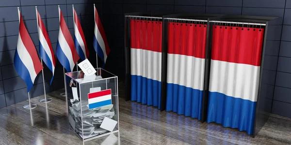 Netherlands - voting booths and ballot box - election concept - 3D illustration