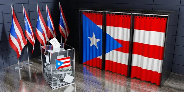 Пуэрто Рико Кабины Голосования Урны Голосования Концепция Выборов Иллюстрация — стоковое фото