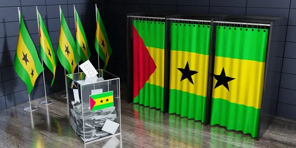 Sao Tome and Principe - voting booths and ballot box - election concept - 3D illustration