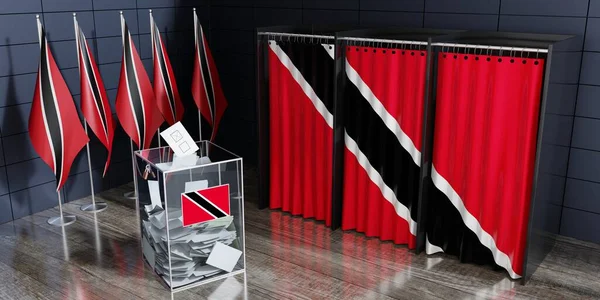 Trinidad and Tobago - voting booths and ballot box - election concept - 3D illustration