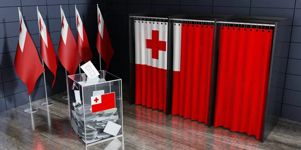 Tonga - voting booths and ballot box - election concept - 3D illustration