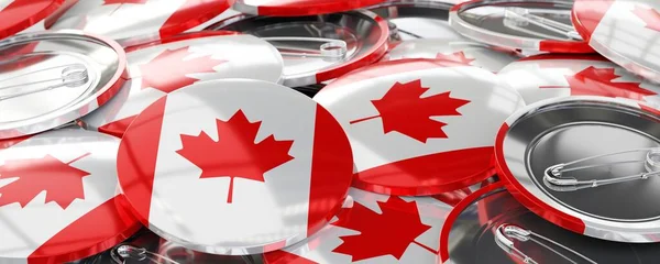 Canada - round badges with country flag - voting, election concept - 3D illustration
