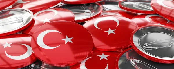 Turkey - round badges with country flag - voting, election concept - 3D illustration