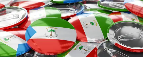 Equatorial Guinea - round badges with country flag - voting, election concept - 3D illustration