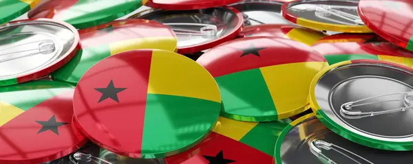 Guinea Bissau - round badges with country flag - voting, election concept - 3D illustration