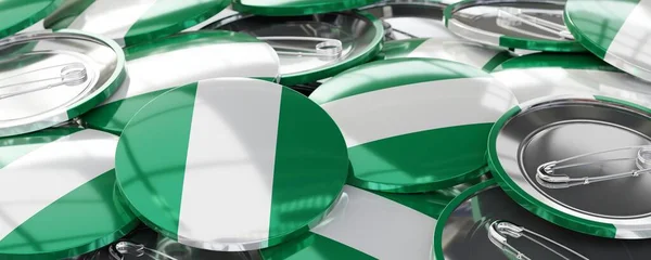 Nigéria Kerek Jelvények Ország Zászlóval Szavazás Választási Koncepció Illusztráció — Stock Fotó