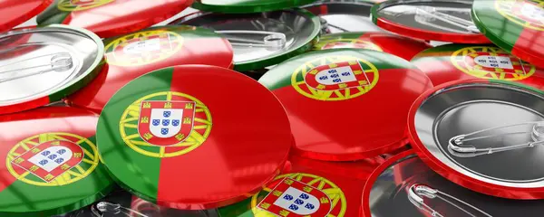 Portugal - round badges with country flag - voting, election concept - 3D illustration