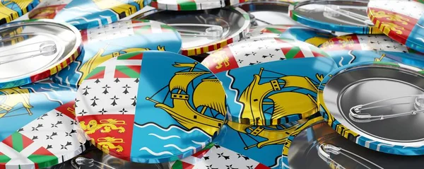 Saint Pierre Miquelon Ronde Badges Met Landvlag Stemmen Verkiezingsconcept Illustratie — Stockfoto