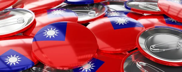 Tajwan Okrągłe Odznaki Flagą Kraju Głosowanie Koncepcja Wyborów Ilustracja — Zdjęcie stockowe