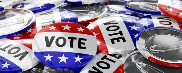 投票ワード付きラウンドバッジ 選挙コンセプト 3Dイラスト — ストック写真