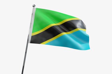 Tanzanya - beyaz arkaplanda yalıtılmış kumaş bayrak sallama - 3D illüstrasyon