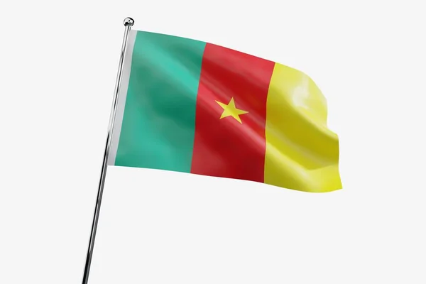 Камерун Размахивание Флагом Ткани Белом Фоне Иллюстрация — стоковое фото