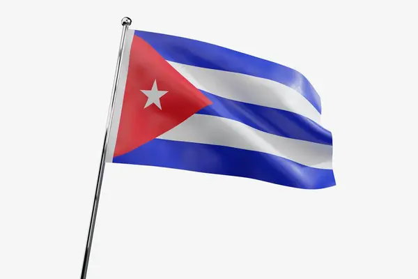 Kuba Vlnění Textilie Vlajka Izolované Bílém Pozadí Ilustrace — Stock fotografie
