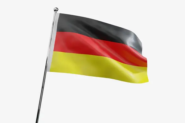 Germania Sventolando Bandiera Tessuto Isolata Sfondo Bianco Illustrazione — Foto Stock