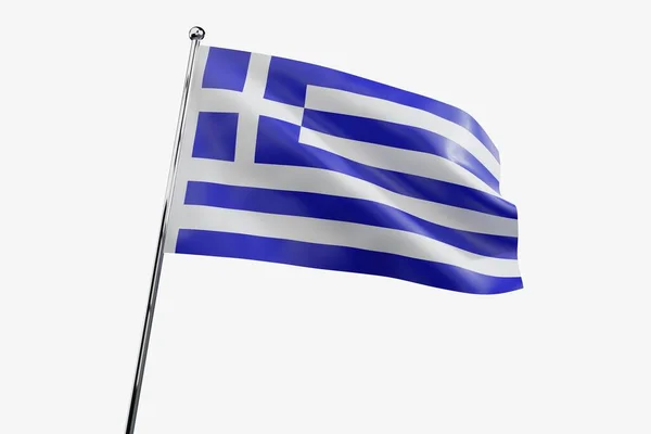 Griekenland Golvende Stof Vlag Geïsoleerd Witte Achtergrond Illustratie — Stockfoto