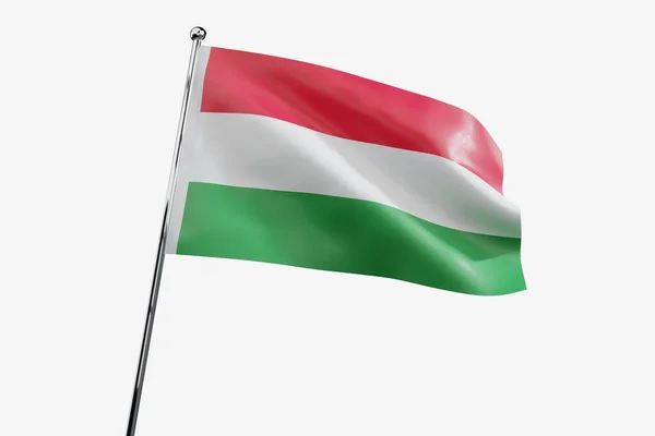 Magyarország Hullámzó Szövet Zászló Elszigetelt Fehér Háttér Illusztráció — Stock Fotó