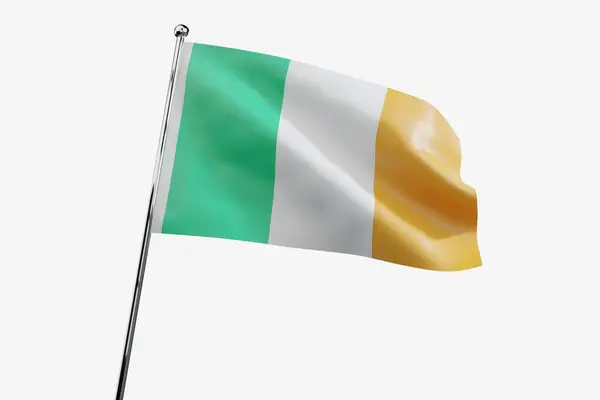 Ιρλανδία Κυματίζει Υφασμάτινη Σημαία Απομονωμένη Λευκό Φόντο Εικονογράφηση — Φωτογραφία Αρχείου