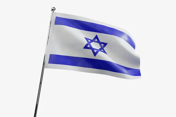 Israel Acenando Bandeira Tecido Isolado Fundo Branco Ilustração — Fotografia de Stock