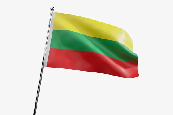 Litwa Falista Flaga Tkaniny Białym Tle Ilustracja — Zdjęcie stockowe