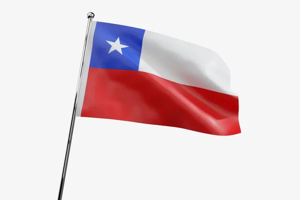 Chile Ondeando Bandera Tela Aislada Sobre Fondo Blanco Ilustración —  Fotos de Stock
