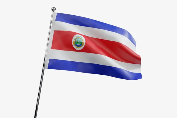Costa Rica Acenando Bandeira Tecido Isolado Fundo Branco Ilustração — Fotografia de Stock