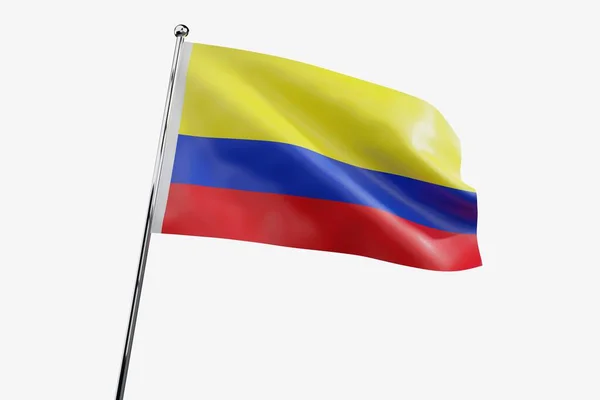 Colômbia Acenando Bandeira Tecido Isolado Fundo Branco Ilustração — Fotografia de Stock