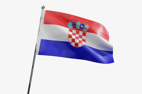 Хорватія Махаючий Тканинний Прапор Ізольований Білому Тлі Ілюстрація — стокове фото