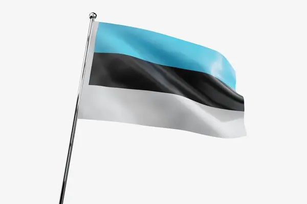 Estónia Acenando Bandeira Tecido Isolado Fundo Branco Ilustração — Fotografia de Stock
