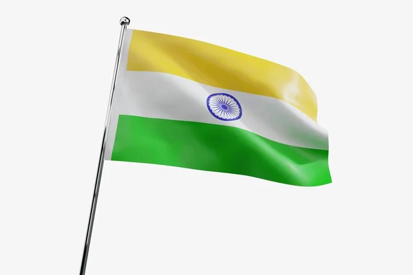 Indie Vlnění Textilie Vlajka Izolované Bílém Pozadí Ilustrace — Stock fotografie