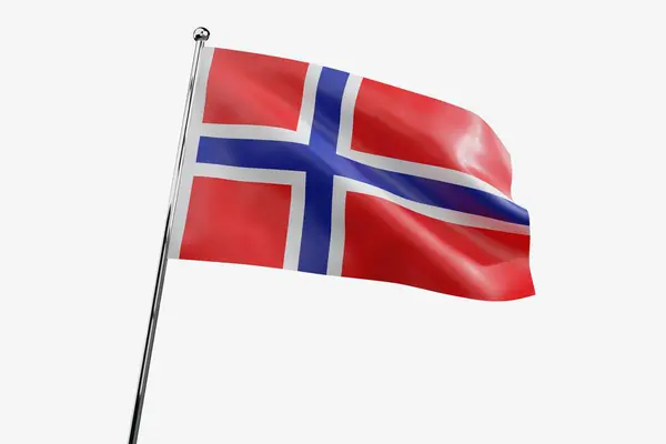 Norvégia Hullámzó Szövet Zászló Elszigetelt Fehér Háttér Illusztráció — Stock Fotó