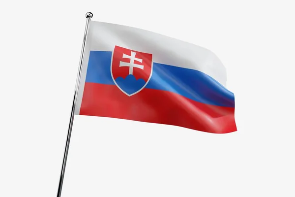 Словакия Размахивание Флагом Ткани Белом Фоне Иллюстрация — стоковое фото