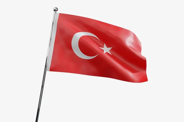 Turquía Ondeando Bandera Tela Aislada Sobre Fondo Blanco Ilustración —  Fotos de Stock
