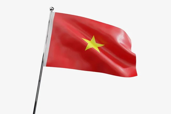 Vietnam Sventolando Bandiera Tessuto Isolato Sfondo Bianco Illustrazione — Foto Stock