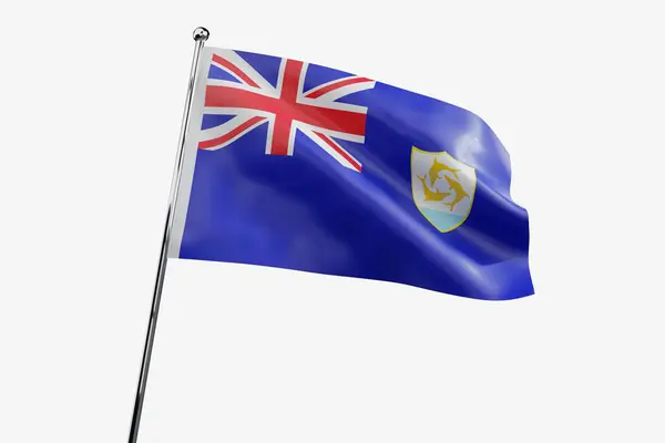 Anguilla Acenando Bandeira Tecido Isolado Fundo Branco Ilustração — Fotografia de Stock