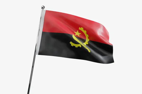 Angola Acenando Bandeira Tecido Isolado Fundo Branco Ilustração — Fotografia de Stock