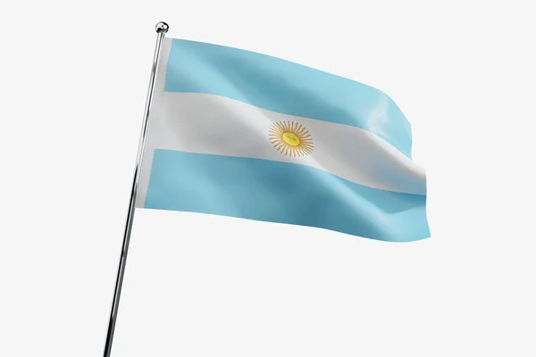 Argentina Waving Fabric Flag Isolated White Background Illustration — Stock Photo, Image