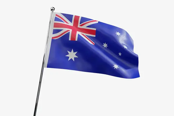 Australien Vifta Tyg Flagga Isolerad Vit Bakgrund Illustration — Stockfoto