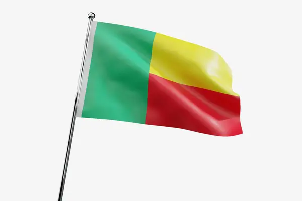 Benin Vifta Tyg Flagga Isolerad Vit Bakgrund Illustration — Stockfoto