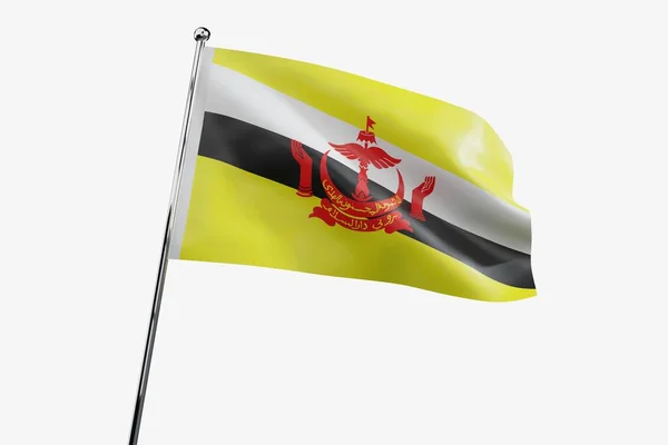 Brunei Acenando Bandeira Tecido Isolado Fundo Branco Ilustração — Fotografia de Stock