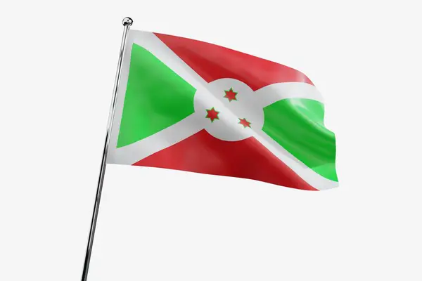 Burundi Ondeando Bandera Tela Aislada Sobre Fondo Blanco Ilustración —  Fotos de Stock