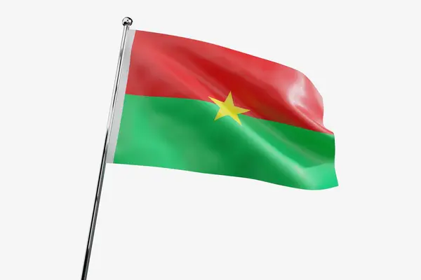 Burkina Faso Viftande Tyg Flagga Isolerad Vit Bakgrund Illustration — Stockfoto