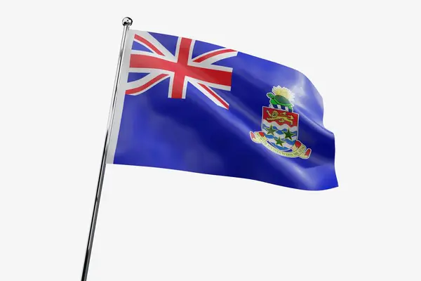 Islas Caimán Ondeando Bandera Tela Aislada Sobre Fondo Blanco Ilustración —  Fotos de Stock