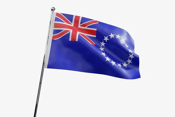 Cook Islands Waving Fabric Flag Isolated White Background Illustration — Stock Photo, Image