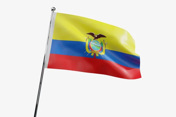 Ecuador Viftande Tyg Flagga Isolerad Vit Bakgrund Illustration — Stockfoto