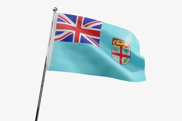 Fiji Ondeando Bandera Tela Aislada Sobre Fondo Blanco Ilustración —  Fotos de Stock