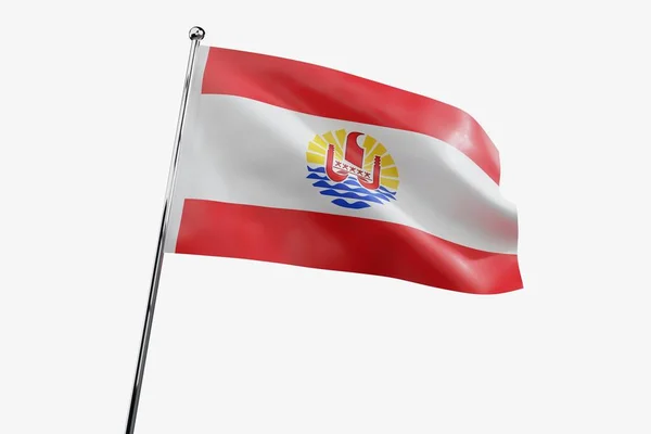 Polinésia Francesa Acenando Bandeira Tecido Isolado Fundo Branco Ilustração — Fotografia de Stock