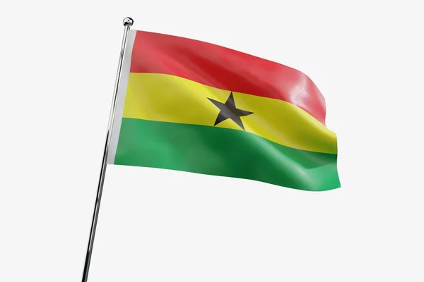 Ghana Vifta Tyg Flagga Isolerad Vit Bakgrund Illustration — Stockfoto