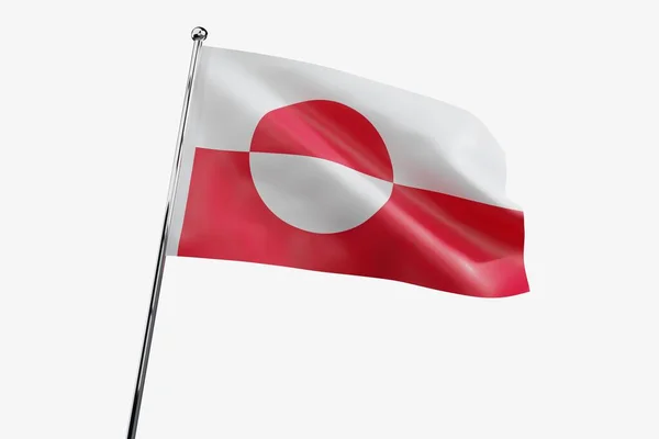 Groenlandia Ondeando Bandera Tela Aislada Sobre Fondo Blanco Ilustración —  Fotos de Stock