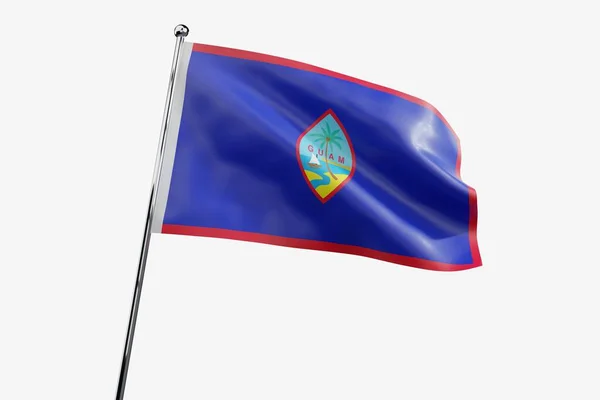 Guam Acenando Bandeira Tecido Isolado Fundo Branco Ilustração — Fotografia de Stock