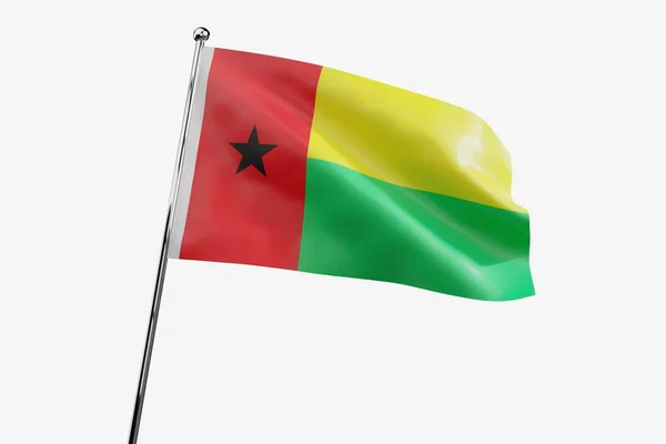 Guinea Bissau Viftande Tyg Flagga Isolerad Vit Bakgrund Illustration — Stockfoto
